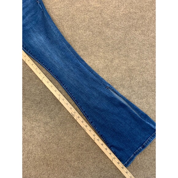 Bamboo Split Hem Flare Jeans Womens 7 (26x29) Mid Rise Whiskered Stretch Denim - Picture 7 of 10